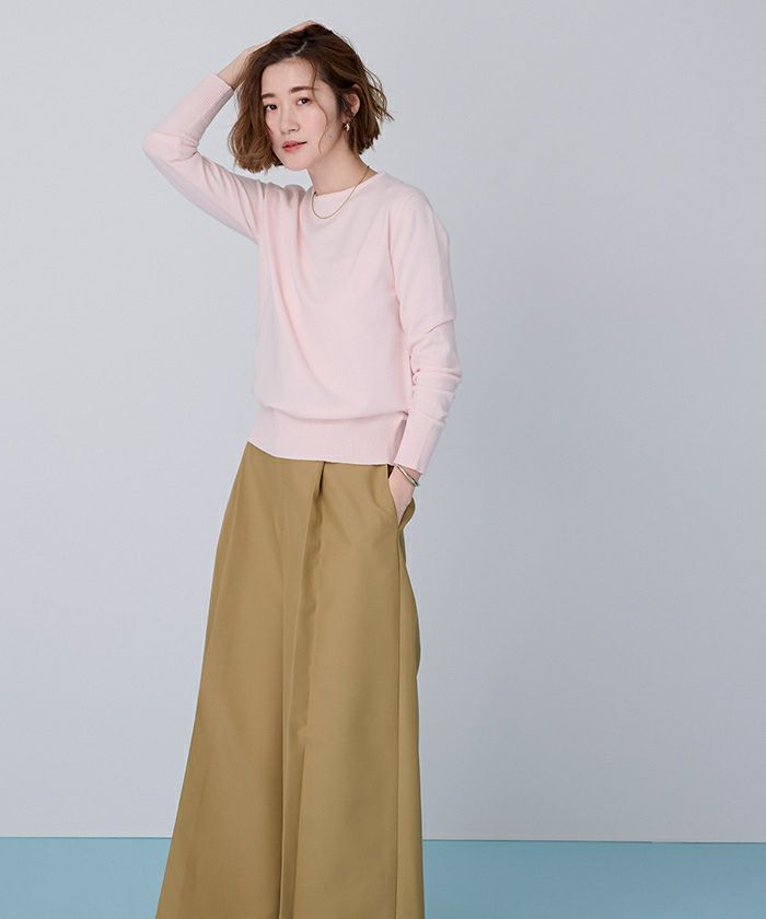 orr カシミヤクルーネックカーディガンチャコーグレー