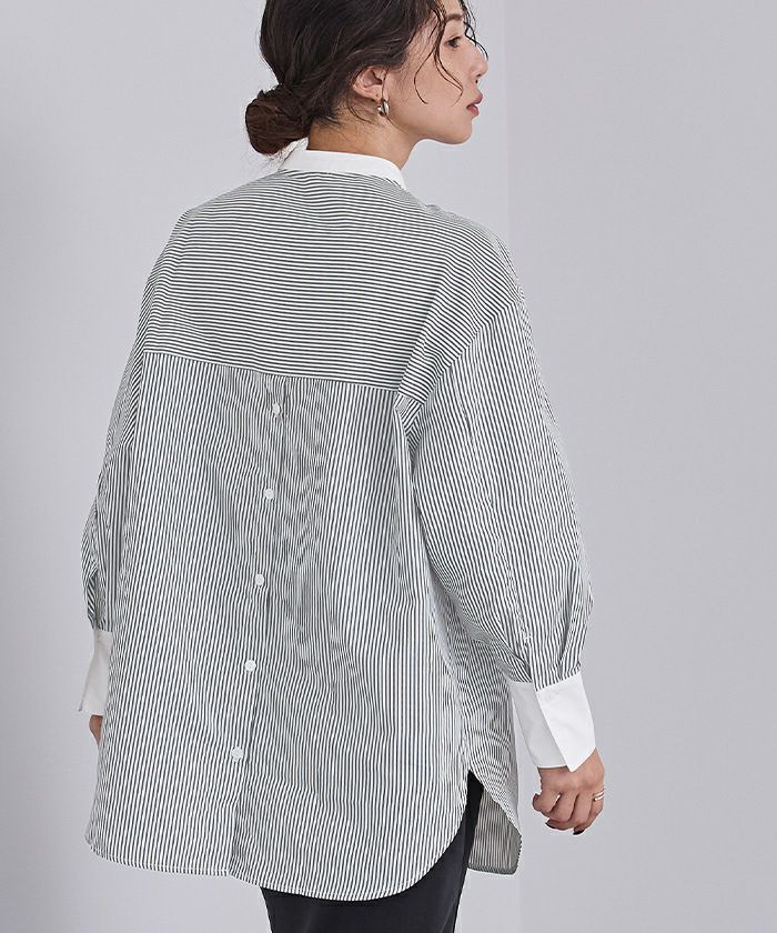 累計販売数2万枚突破！】釦バックスリットチュニックシャツ【メール便