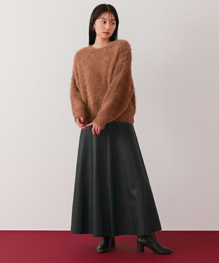 フェイクレザーフレアスカート | ur's（ユアーズ）