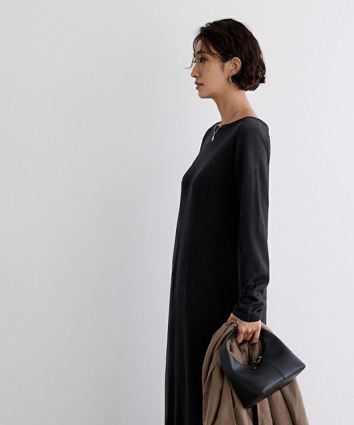 ボートネックロングニットワンピース | ur 