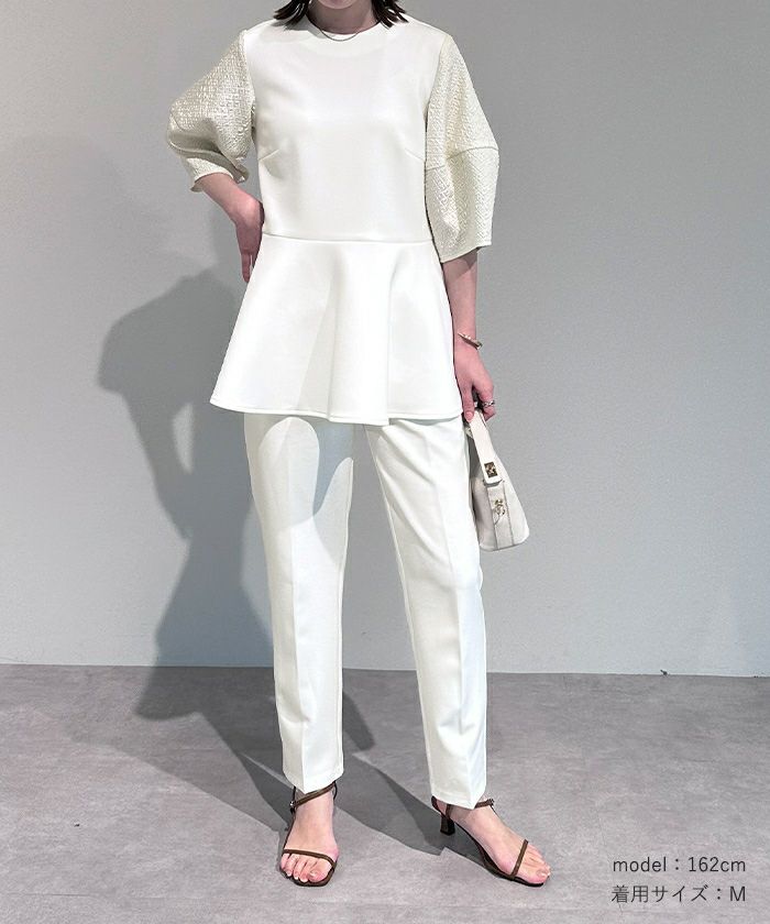 Rene ルネ ストレッチ センタープレス パンツ ネイビー 2024SS