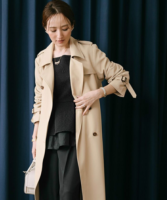 極美品】リランドチュール プリーツドレストレンチコート がた 