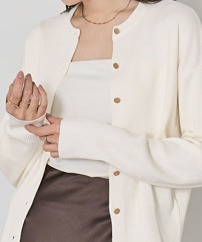 マット釦クルーネックニットカーディガン | ur's（ユアーズ）