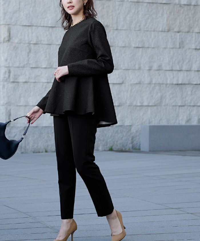 ふくれジャガードクルーネックペプラムプルオーバー | ur's（ユアーズ）