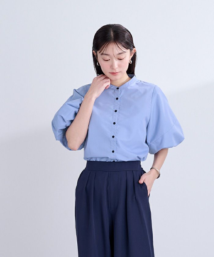 釦配色バルーンスリーブブラウス【メール便可／80】 | ur's（ユアーズ）