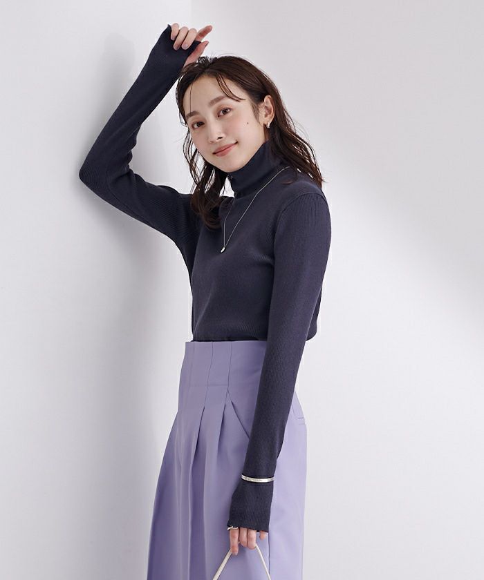 フィンガーホール付リブタートルネックトップス | ur 