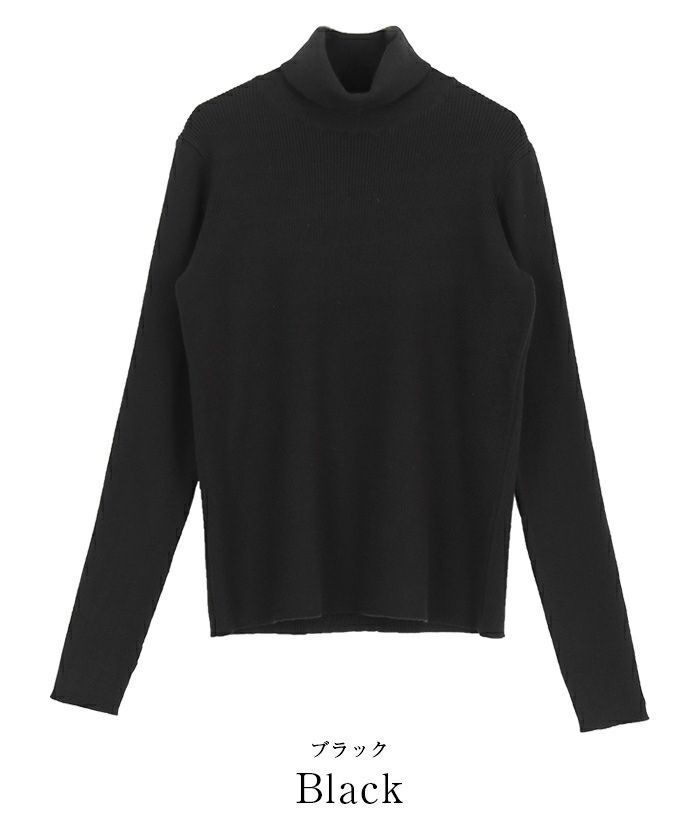 ＜LOEFF＞ウール リブ ボーダー タートルネックニット シルクリブ ボーダー タートルネックニット