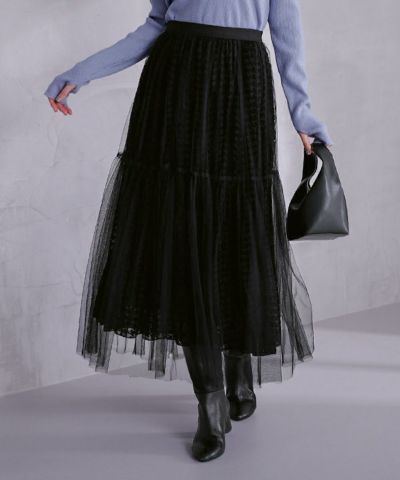 ブルレア　ブラックチュールティアードスカート ≪OUTLET≫チュールティアードスカート(ブラック): ALL｜Bleu Bleuet