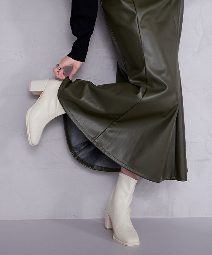 7cmチャンキーヒールスクエアトゥブーツ | ur's（ユアーズ）