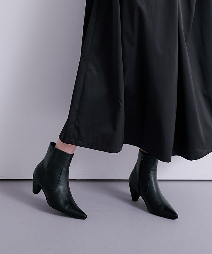 6.5cmヒールポインテッドトゥショートブーツ | ur 