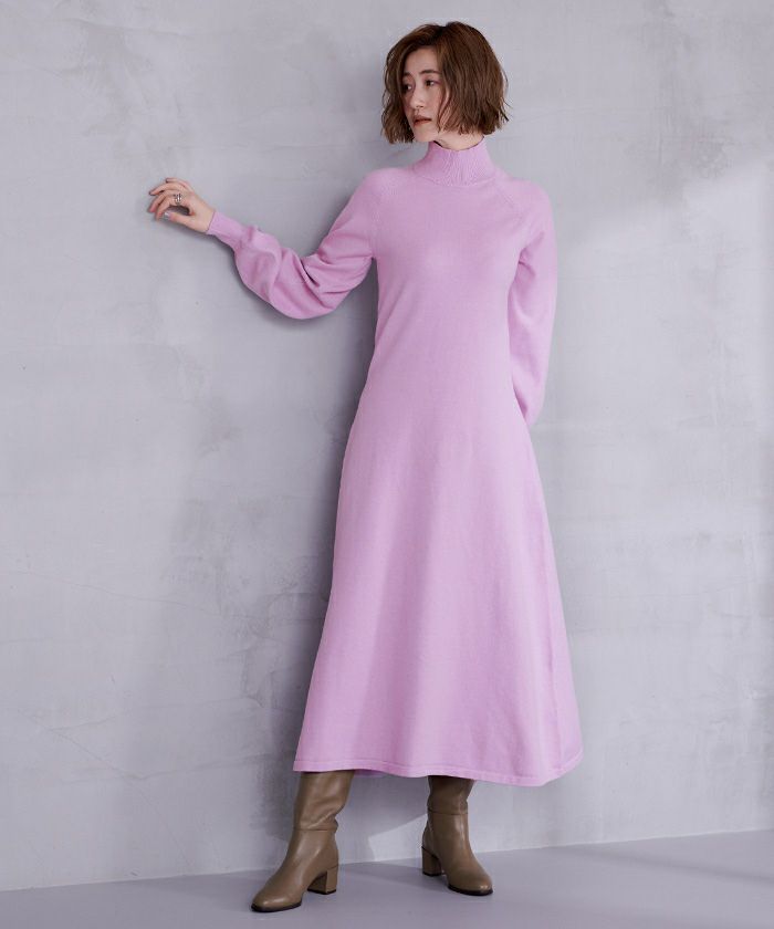 【新品未使用】archivioピンク ハイネック ワンピース ハイネックラグランスリーブフレアワンピース | ur's（ユアーズ）