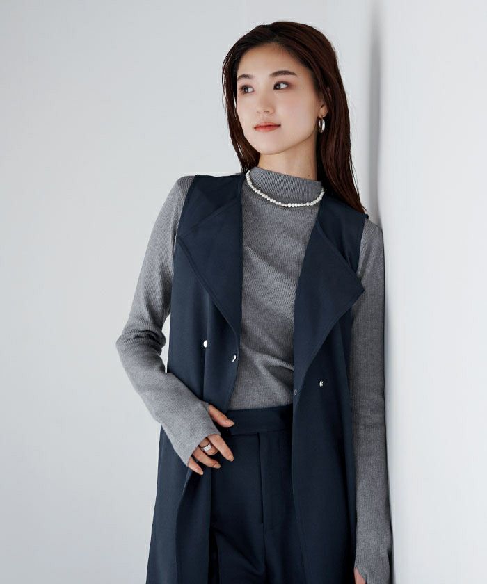 フィンガーホール付ハイネックベーシックリブニット | ur's（ユアーズ）