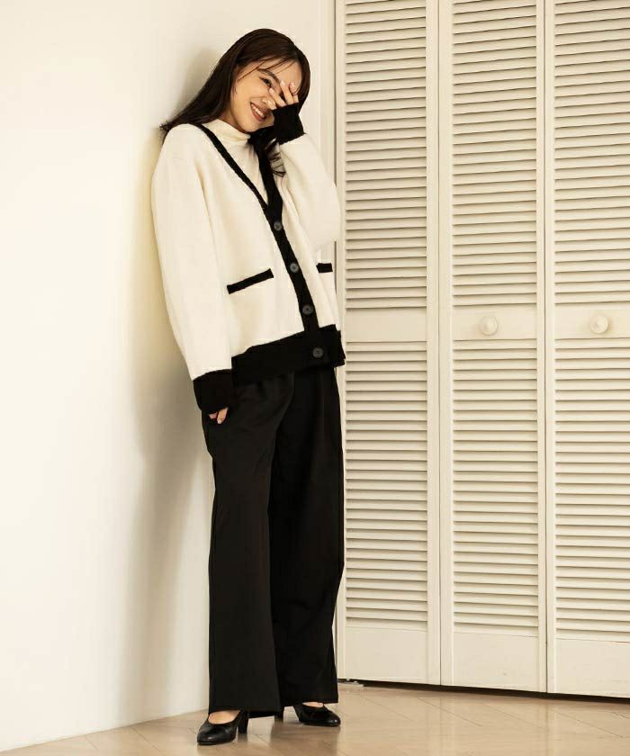 バイカラーニットカーディガン | ur 