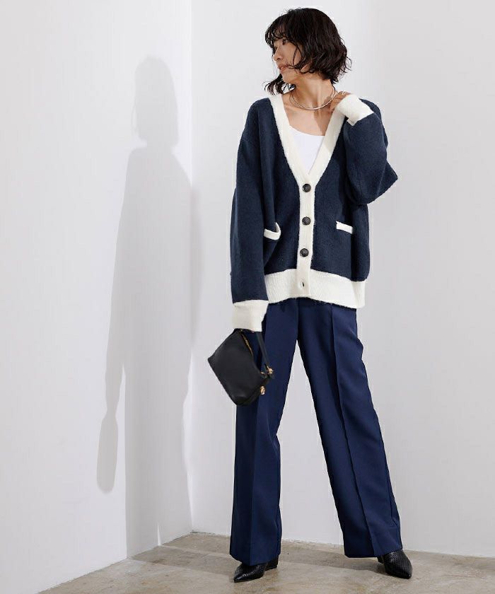 バイカラーニットカーディガン | ur 