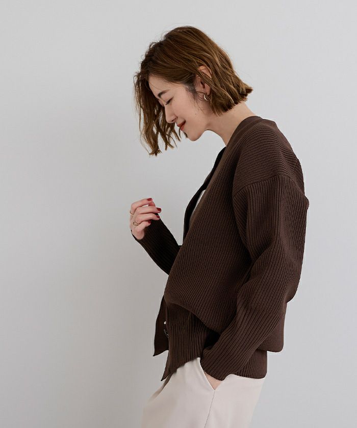 Vネックボリュームスリーブニットカーディガン | ur's（ユアーズ）