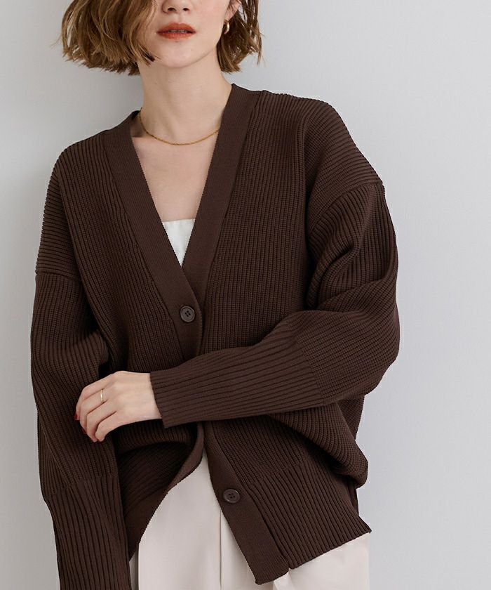 Vネックボリュームスリーブニットカーディガン | ur's（ユアーズ）