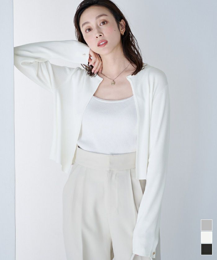 メタル釦シアーニットカーディガン【メール便可／100】 | ur 