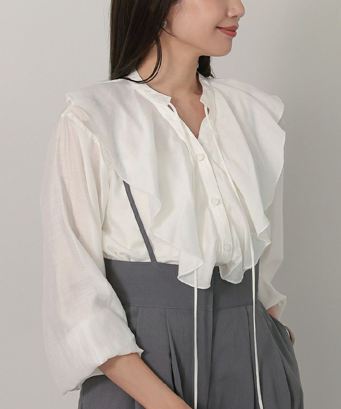 DESIGNWORKS - 定価4.2万　デザインワークス　DEGILITAラッフルスリーブ　ブラウスピンク 定価4 2万 デザインワークス DEGILITAラッフルスリーブ ブラウス