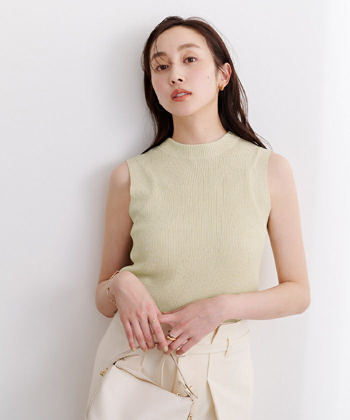 ノースリーブプチハイネックラメニット【メール便可/50 ノースリーブプチハイネックラメニット【メール便可/50