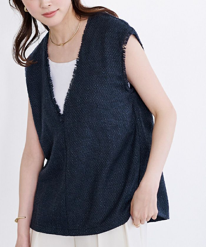 ゆーです★美品★2024SS リネンツイードベスト ゆー様専用です☆美品☆2024SS リネンツイードベスト