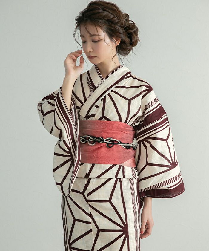 麻の葉古典柄 綿麻浴衣 | ur 