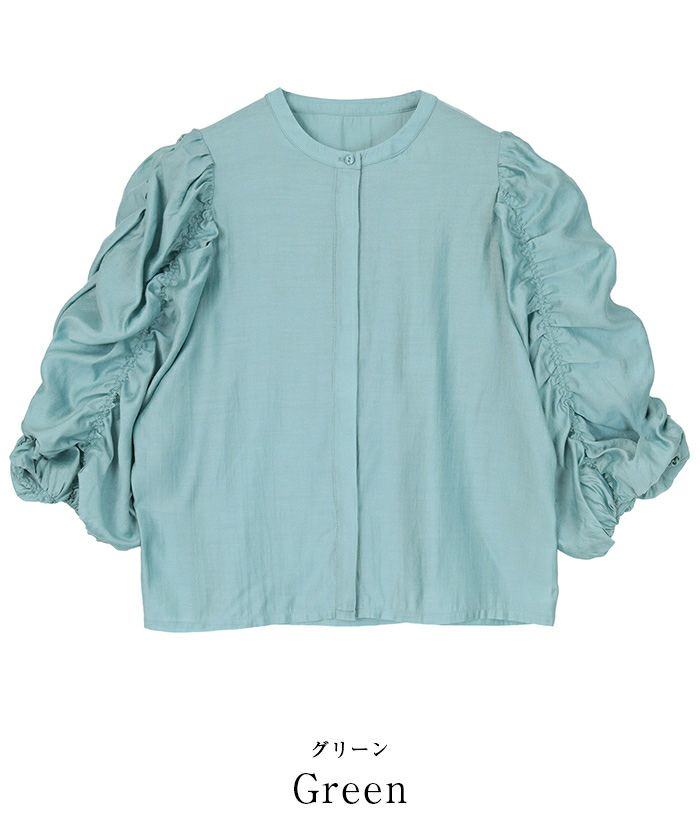 完売品！【WEB限定】シャーリングスリーブブラウス/24SS SALON adam et rope'｜【WEB限定】シャーリングスリーブブラウス