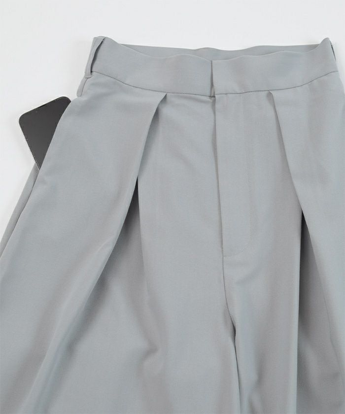 ユニクロ タックワイドパンツ（丈標準・ワンタック） グレー S