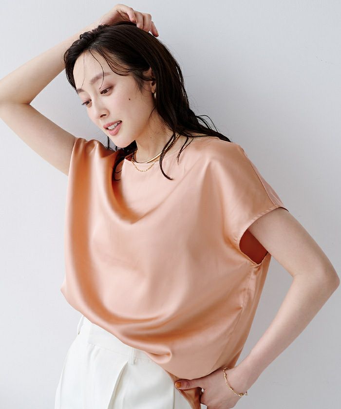 裏起毛コクーンブラウス antiqua クーポン対象1日12時-23日12時迄 シュッと美シリーズ