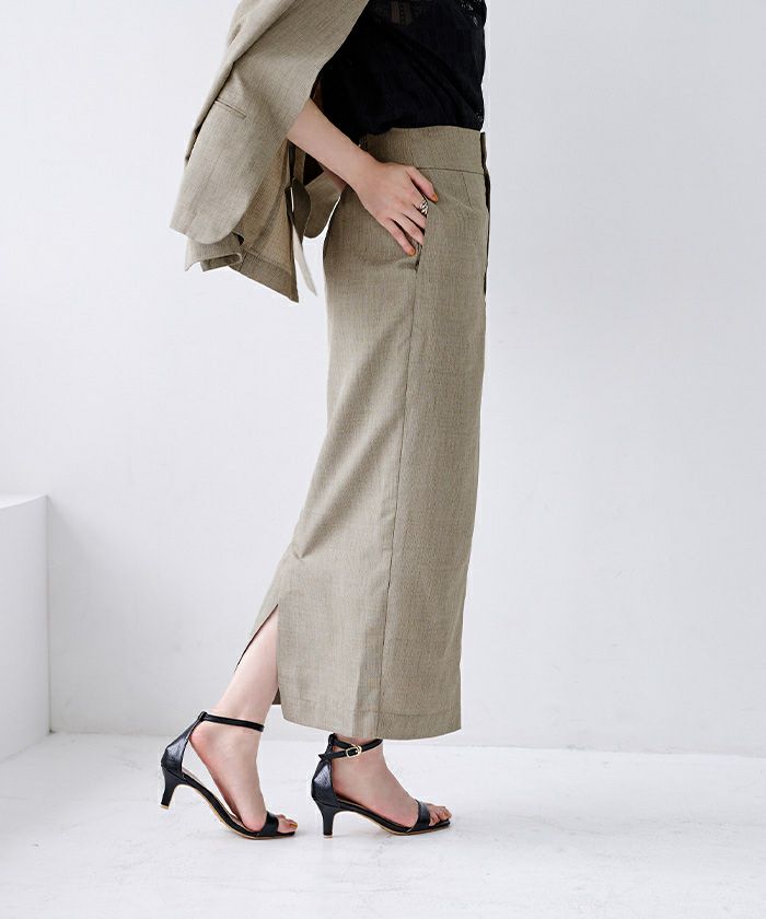 新品△ebure 切り詰め //リネンベルテッドタイトスカート△サイズ36  