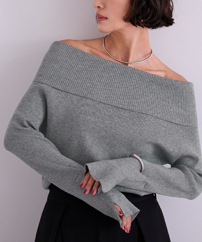 Paloma wool オフショルダーリブニット ブルー paloma wool オフショルダー リブニット 長袖 青 ブルー（青）系