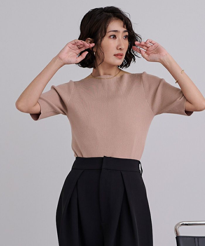エルメス　紫　ボートネック　カットソー(40) Tシャツ/カットソー（パープル/紫色系・ボートネック