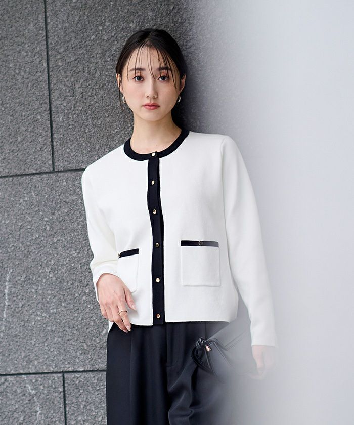 ゴールド釦ポケットデザインニットジャケット | ur 