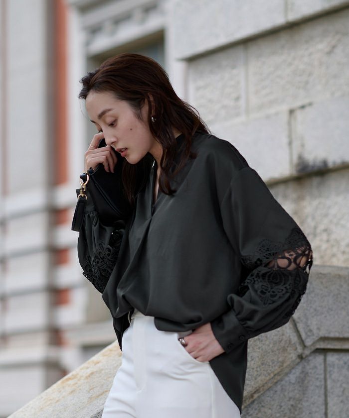 袖ラインレースブラウス | ur 