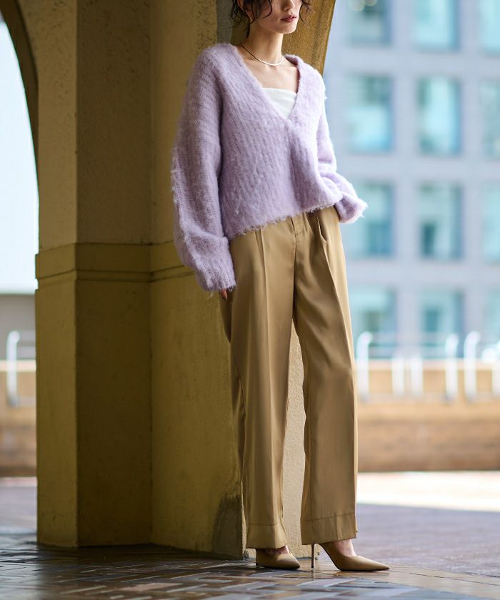 searoomlynn BASICサテンストレートパンツ　M searoomlynn BASICサテンストレートパンツ M