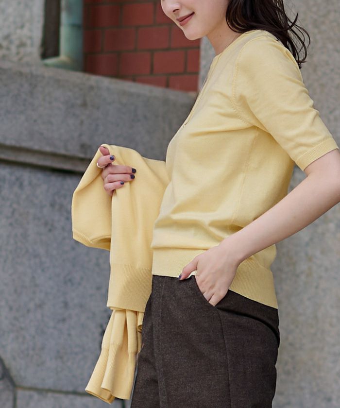 ELLIE⭐︎ハーフスリーブカラーニット【bluegrey】 ハーフスリーブカラーニット【PINK】 – ELLIE