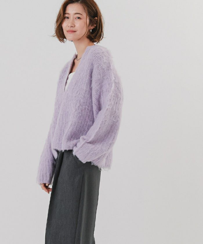 ディープキーネックモヘアライクニット | ur