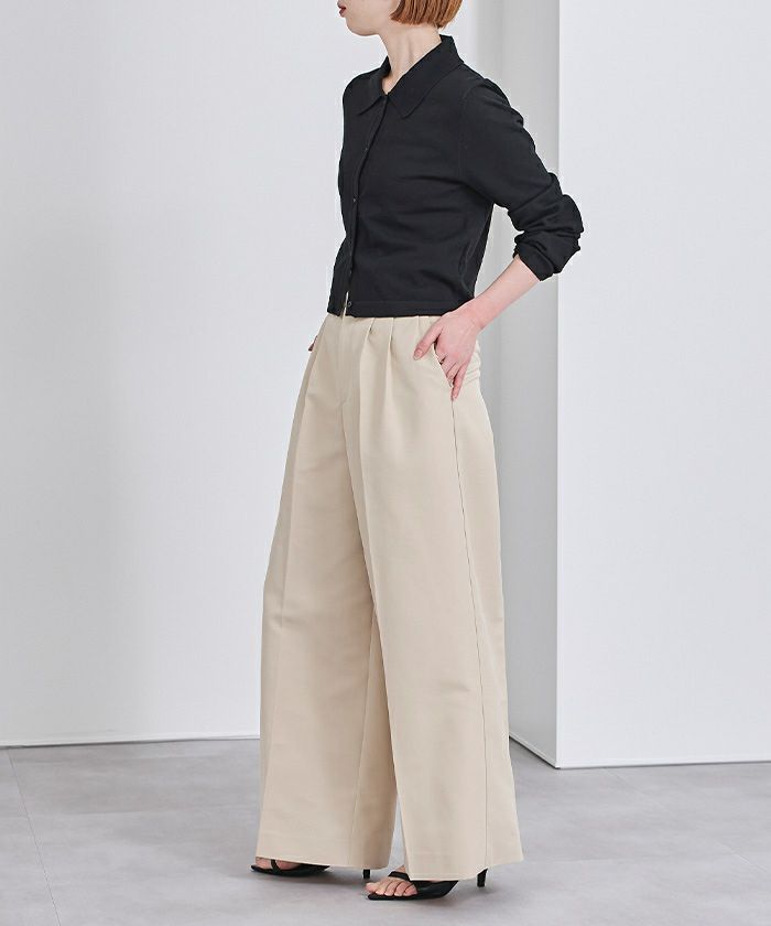 ウールブレンド襟付きニットカーディガン | ur 