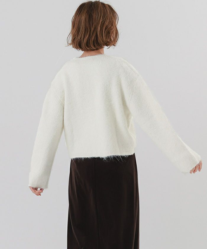 モヘアライクWポケットゴールドボタンカーディガン | ur 