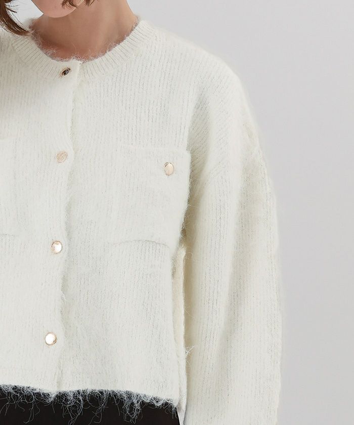 モヘアライクWポケットゴールドボタンカーディガン | ur 
