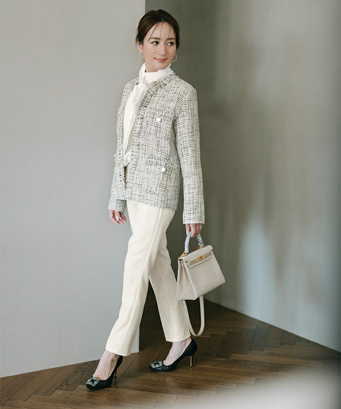 フリンジツイードノーカラージャケット | ur 