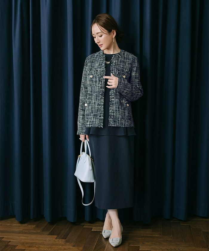 フリンジツイードノーカラージャケット | ur 