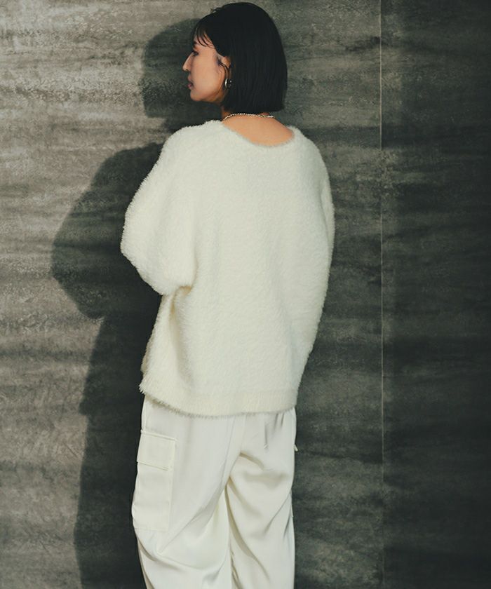 シャギーVネックボリュームニットカーディガン | ur's（ユアーズ）