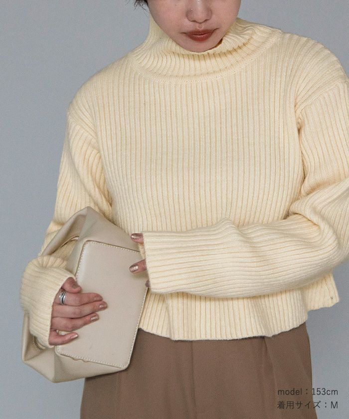 ハイネッククロップドフレアリブニット | ur's（ユアーズ）