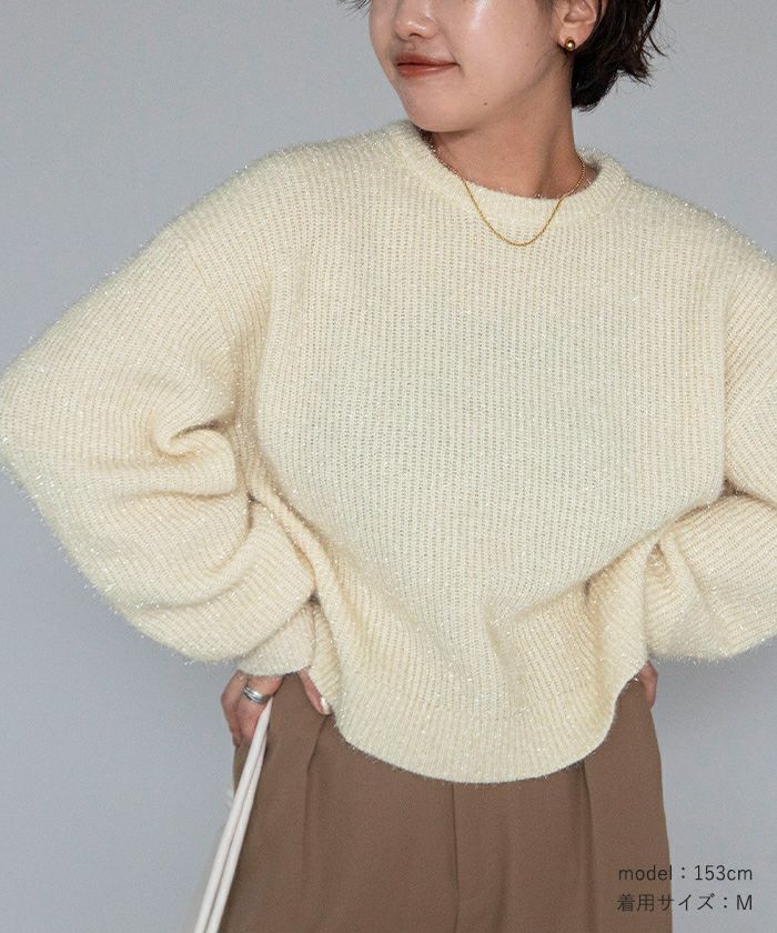 ガラスヤーンショートクルーネックニット | ur's（ユアーズ）