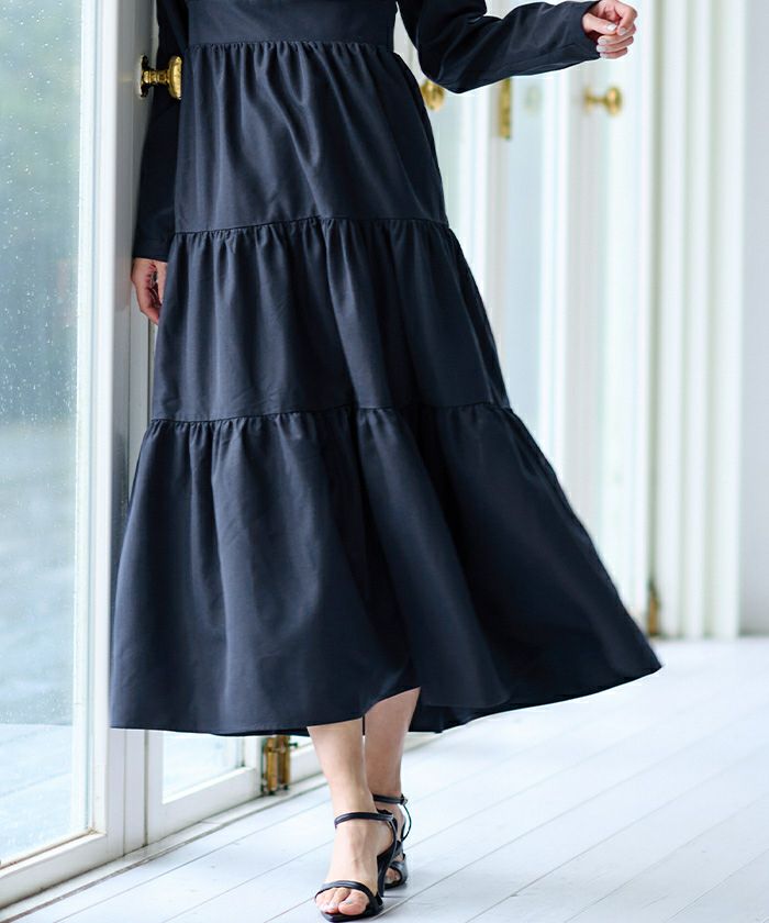 小さいサイズ 総柄カシュクールティアードワンピース 低身長さん