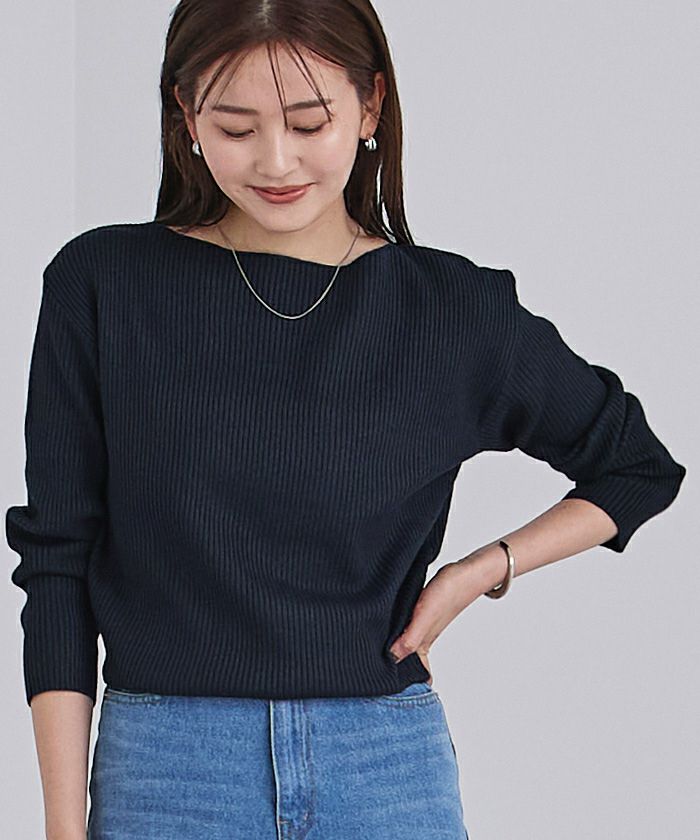 ボートネックドロップショルダーリブニット | ur's（ユアーズ）