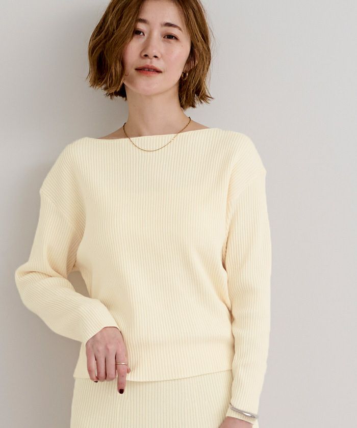 【美品】yori タックショルダーニット セーター アイボリー オフショルダーリブニットトップス | ur's（ユアーズ）