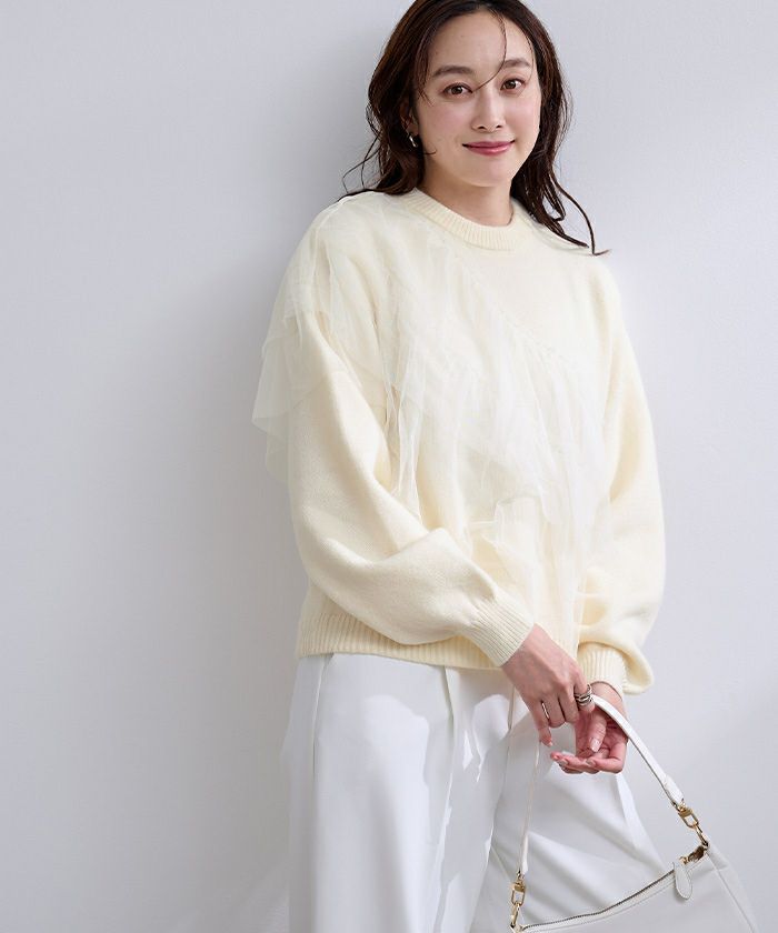 美品 プラージュ ニット セーター アルパカ フリル オーバーサイズ ブラック アルパカチュール肩フリルニット | ur's（ユアーズ）