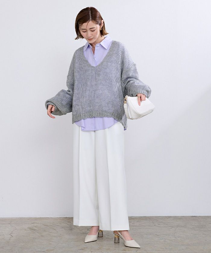 透かし編みVネックプルオーバー | ur's（ユアーズ）