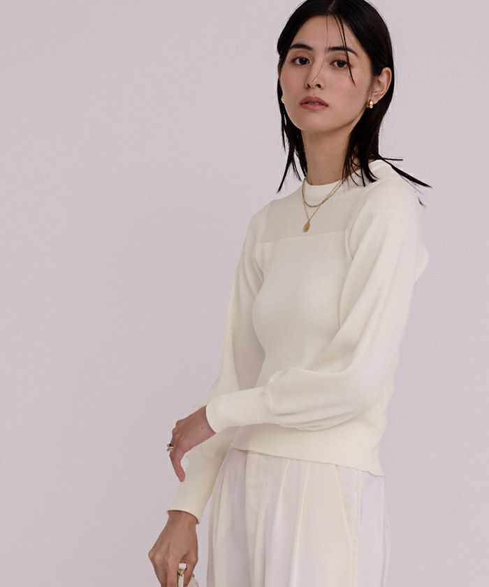 ◇送料込◇襟付きシースルー半袖ニット 3色 O2757 ◇送料込◇襟付きシースルー半袖ニット 3色 O2757 (ニット